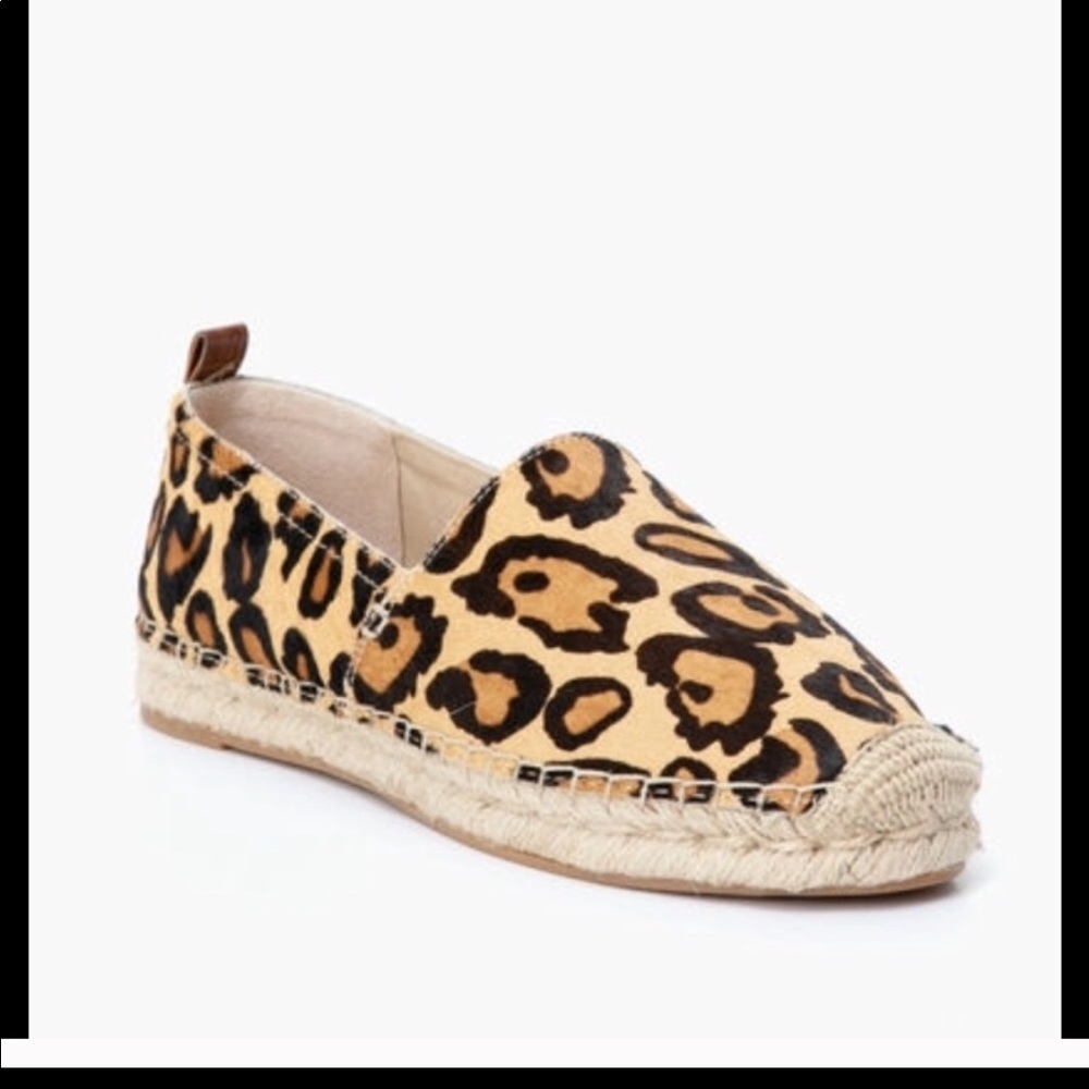 Soludos Calf Hair Leopard Print Espadrilles/ 8